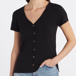 Market & Spruce Lila Button Front Knot Top - M